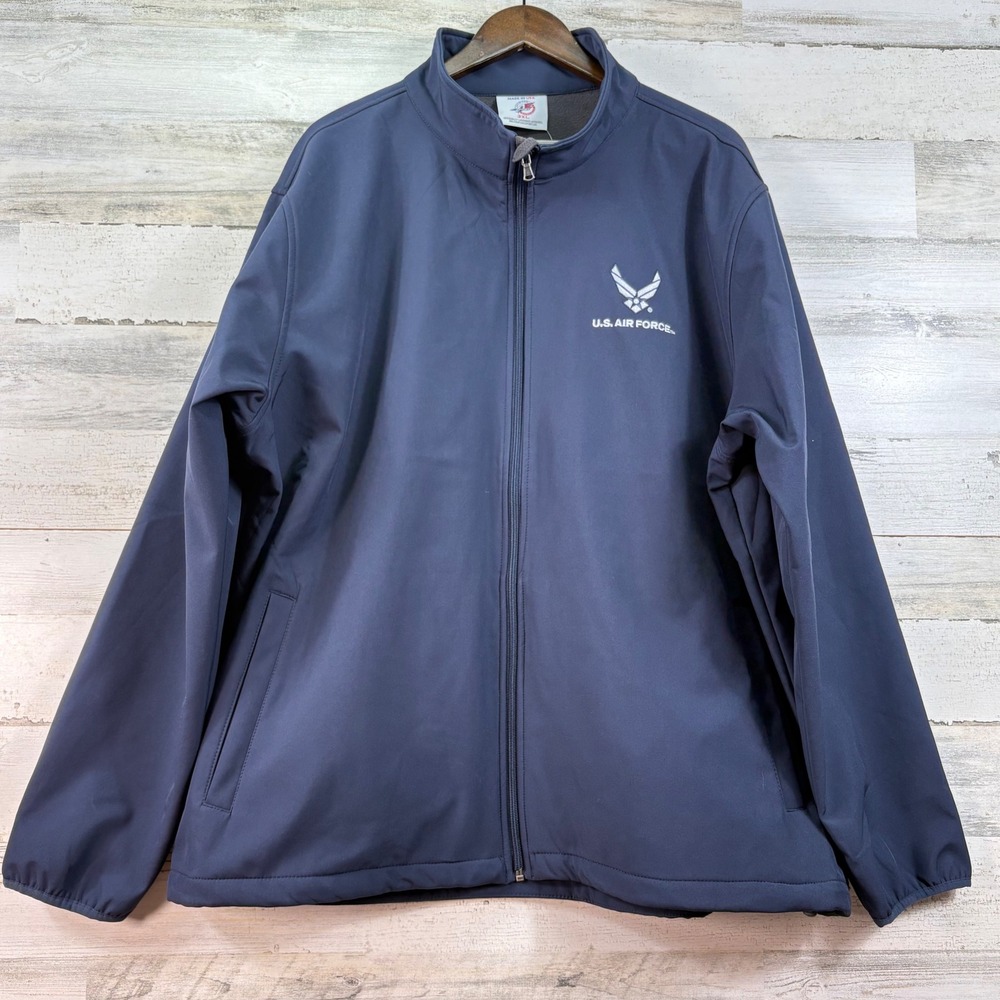 AE Sport US Air Force Softshell Jacket Mens 3XL Navy Blue‎ Full Zip Fleece Lined